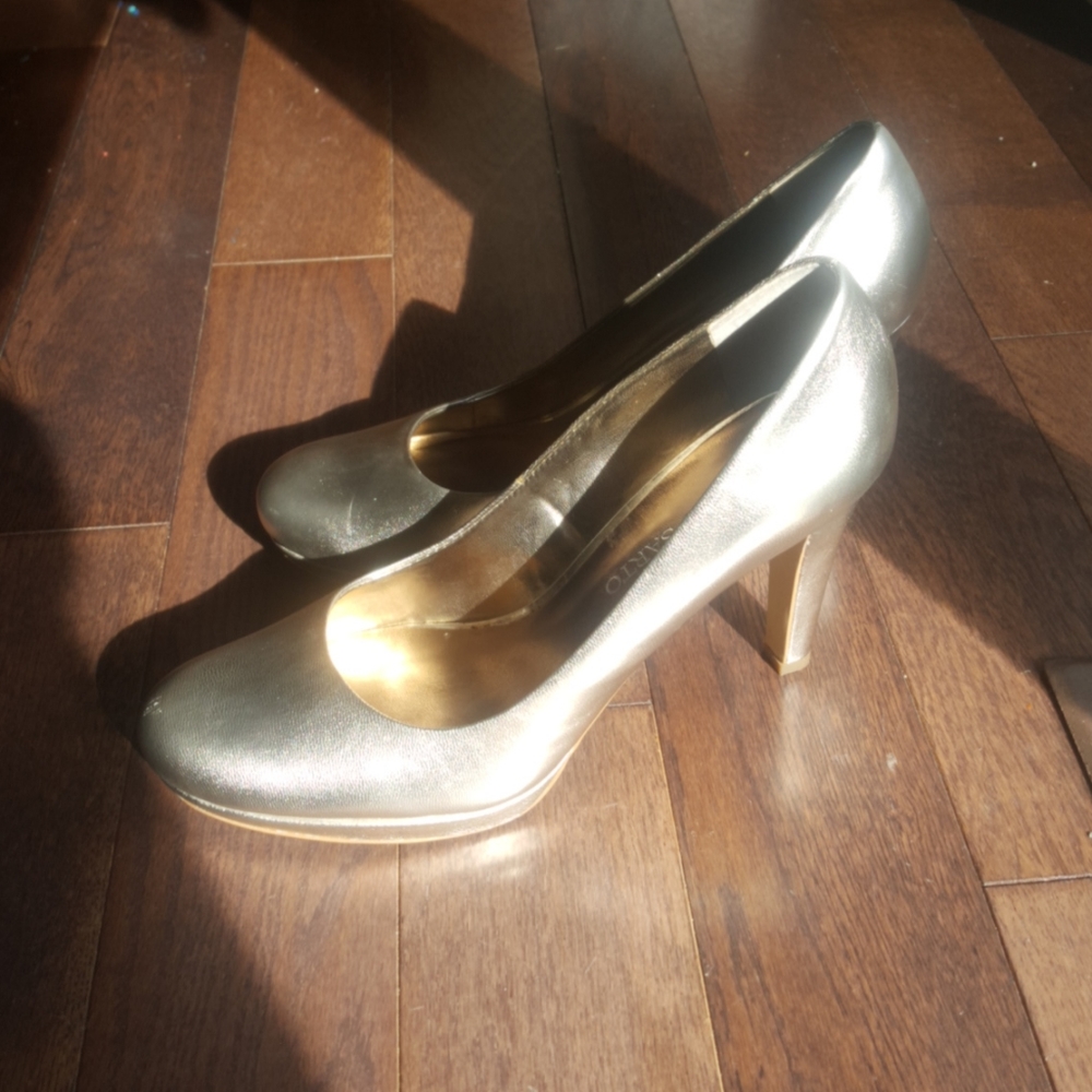 Franco Sarto metallic leather 4 inch heels